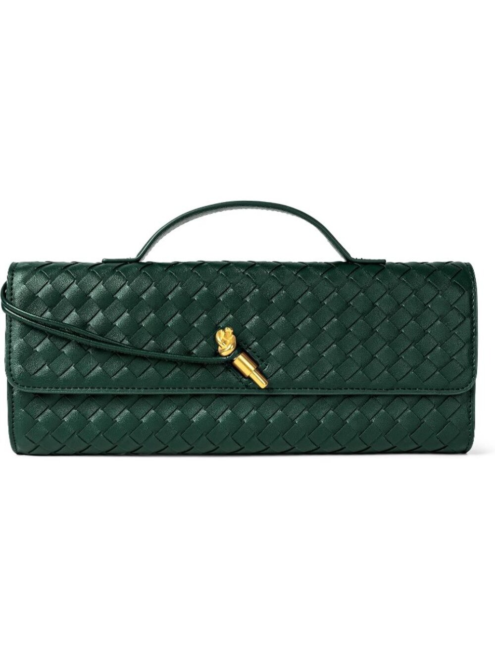 〽️Women's Green Clutch Purse Woven Vegan Leather Formal Evening Crossbody Bag